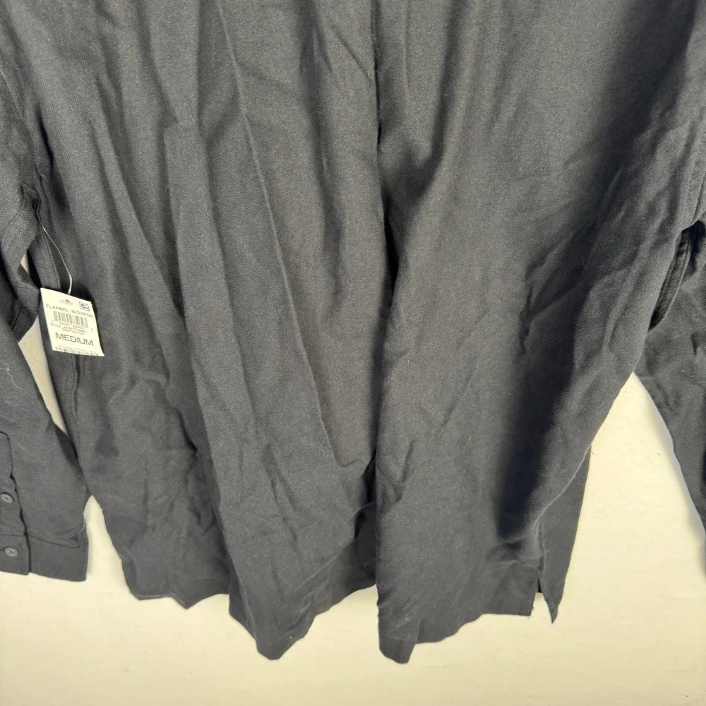 Mode of One Mens Relaxed Fit Flannel Shirt Deep Black 100197730MN Medium NWT